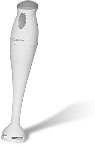 Bomann Stabmixer SM 354 CB Pürierstab, Handmixer, Mixer für Smoothie, Multizerkleinerer inkl. Mixbecher mit 0,5 Liter Skala, Edelstahl-Messer, inkl. Wandhalterung, 180 Watt Leistung, weiß