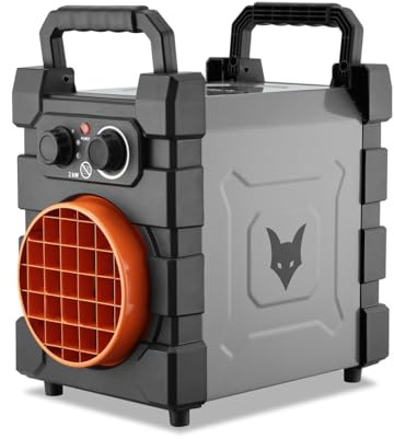 FUXTEC Elektroheizer FX-EH2, Heizlüfter für Innen, 2000W, Thermostatregelung, Überhitzungsschutz, Gebläseleistung 284 m³/h, schnelle und gleichmäßige Luftverteilung