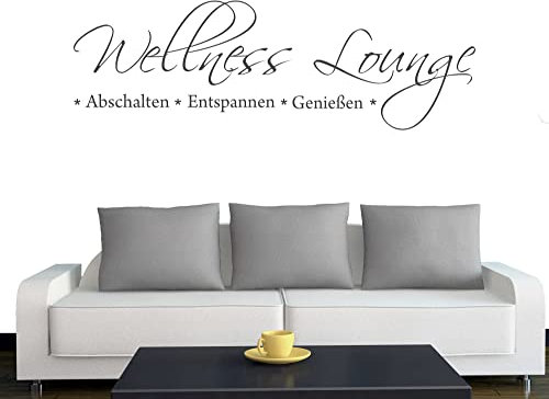 A548 Wandtattoo Wellness Lounge 90cm x 29cm anthrazit (erh. in 40 Farben und 4 Größen)
