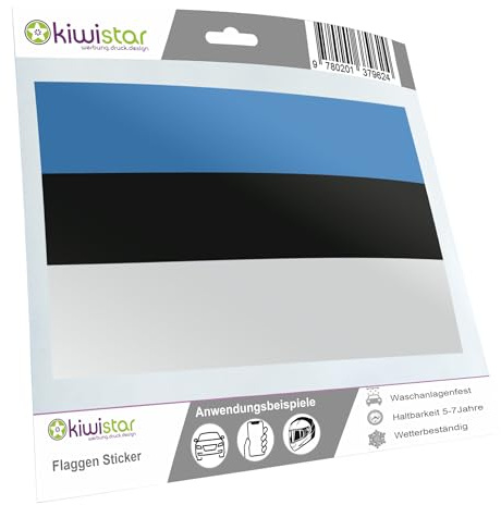 Kiwistar - Autoaufkleber Sticker Fahne Flagge Aufkleber 15cm Estland Flagge Länder Wappen Fahne Sticker Kennzeichen - Auto - Fahrrad - LKW