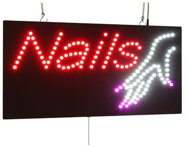 Nails Hand Sign, TOPKING Signage, LED Neon Open, Store, Window, Shop, Business, Display, Grand Opening Gift, Manicures Pedicures
