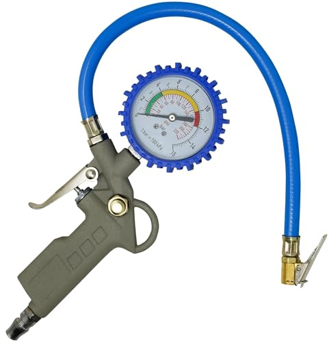 Dapetz ® Car Tyre Air Inflator and Pressure Gauge Gun With Rubber Hose 140 PSI - 10 BAR For Use Air Compressor Suitable For Car Van Motorbike and Bike Schrader Connector