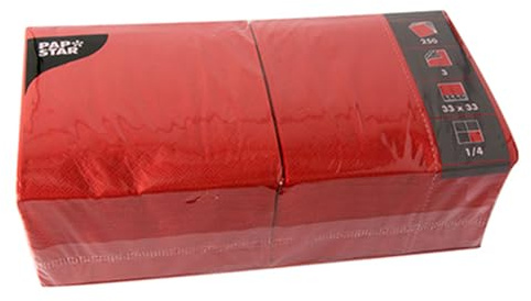 Servietten 33x33cm 3-lagig 1/4-Falz VE=4x250 Stück rot