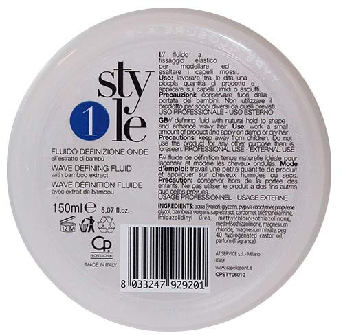 Style - Fluido Definizione Onde Tenuta Naturale - Fluido Professionale Ravviva Ricci per Fissaggio Elastico e Capelli Mossi, a Base di Bambù - 150 ml