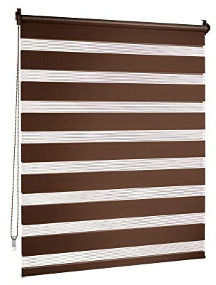 Victoria M. Doppelrollo Klemmfix ohne Bohren, 120 x 150cm (BxH) Dunkelbraun, Rollo Fensterrollo lichtdurchlässig & verdunkelnd,Duo-Rollo Klemmmontage Zebrarollo für Fenster & Türen