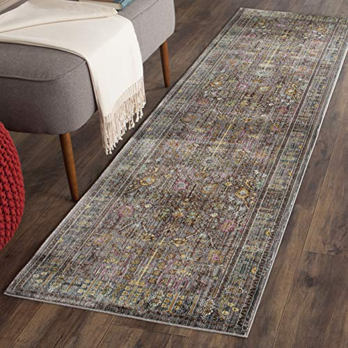 SAFAVIEH Valencia Collection Runner Rug - 2'3 x 8', Grey & Multi, Boho Chic Distressed Design, Non-Shedding & Easy Care, Ideal for High Traffic Areas in Living Room, Bedroom (VAL108C)