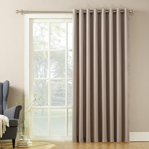 Sun Zero Barrow Energy Efficient Grommet Sliding Patio Door Curtain Panel, 100 x 84, Stone