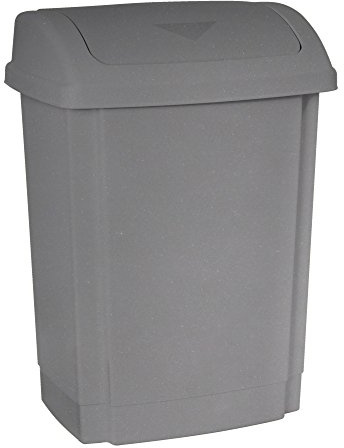 Plast Team 13460803 Abfalleimer mit Schwingdeckel 15 L, Silber