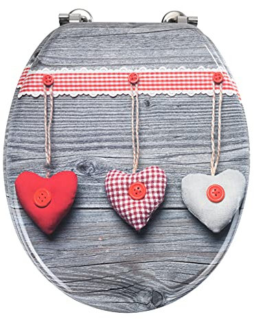 WENKO Abattant WC Bavarian Hearts fixation réglable en acier inox Multicolore