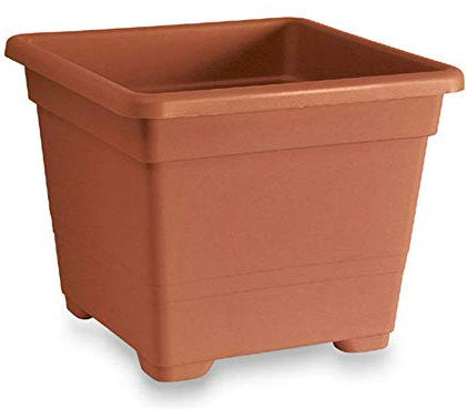 Blim Pot de Fleurs carré, Plastique, Marron foncé, 22 x 22 x 18 cm