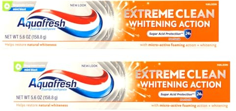 Aquafresh Extreme Clean Whitening Action Fluorid-Zahnpasta, Mint Blast, 159 ml, 2 Stück