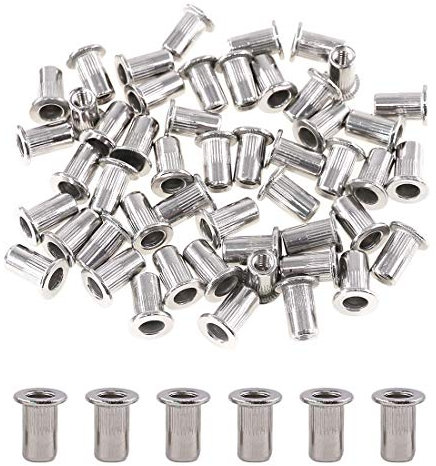 Glarks Juego de 50 tuercas de remache roscadas de cabeza plana M4 de acero inoxidable 304 (M4)