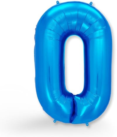 FUNXGO Folien-Ballon 0, Helium-Ballon, Luftballon-Zahl, nachfüllbare Riesen-Ballonzahl, Party-Deko zum Geburtstag, Baby, Jubiläum, Hochzeit, blau