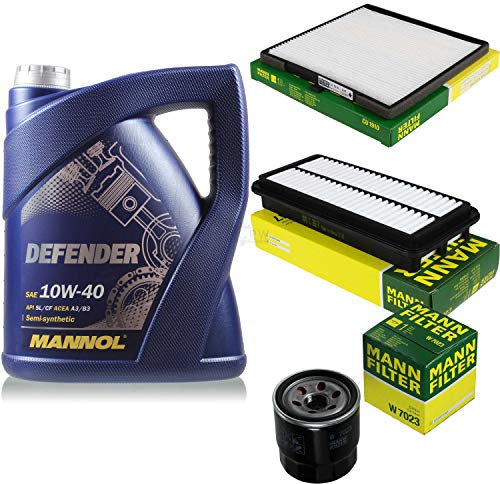 Filter Set Inspektionspaket 5 Liter MANNOL Motoröl Defender 10W-40 API SL/CF MANN-FILTER Luftfilter Innenraumfilter Ölfilter