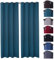 2er Pack Verdunklungsvorhang Gardinen mit Ösen, Blickdicht 140x245 cm Vorhang Verdunkelung Midnight (Petrol)