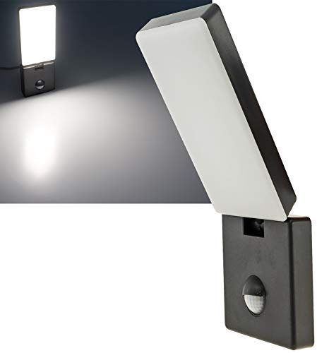 ChiliTec LED Außenlampe mit Bewegungsmelder Reichweite 9 m 140° Sensor - Wandlampe für Haus und Garten - Leuchte in weiß für Innen und Aussen