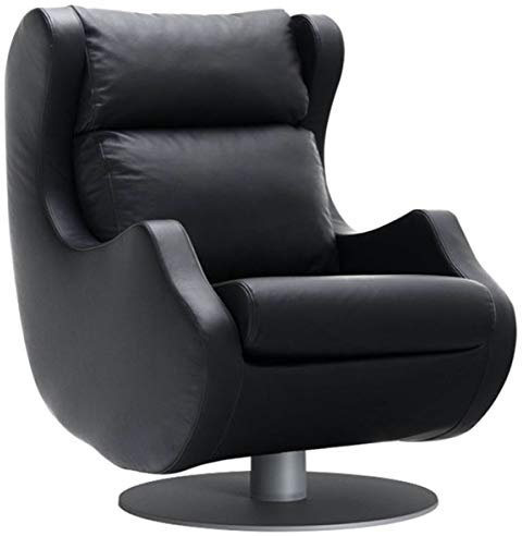 Casa Padrino Luxus Drehsessel Schwarz/Grau 72 x 82 x H. 96 cm - Relax Sessel - Leder Sessel - Luxus Möbel