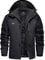 EKLENTSON Herren Winterjacke Skijacke Gefütterte Warme Wanderjacke Schnee Jacke mit Kapuze, (Schwarz-grau, L)