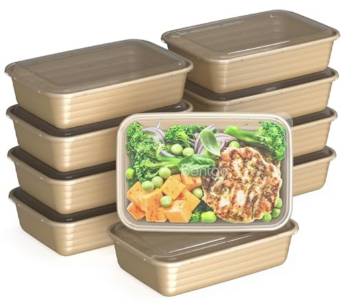 Bentgo Prep - 20-Piece 1-Compartment Reusable Meal Prep Containers with Lids, PFAS & BPA Free Materials, Durable, Microwave, Freezer, & Dishwasher Safe To Go Food Storage (Gold)