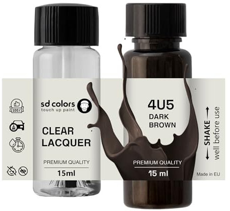 SD COLORS Dunkelbraun 4U5 Lackreparaturfarbe, 15 ML, Farbcode 4U5 Dunkelbraun (Farbe + Lack)