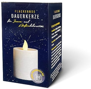 DECOTREND LED-Kerze, Grablicht, Grabkerze, 200 Tage Brenndauer, inkl. Batterie, weiße Friedhofskerze, Gedenkkerze