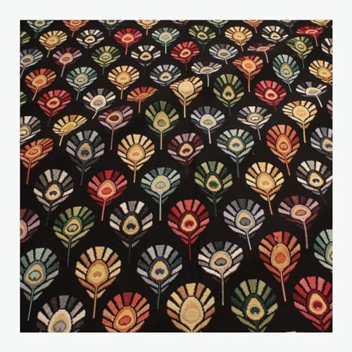 Stoff am Stück Stoff Baumwolle Polyester Gobelin schwarz Palmwedel bunt Decke Kissenbezug Tasche