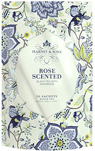 Harney & Sons Rose Scented Black Tea Sachets, 50 Count