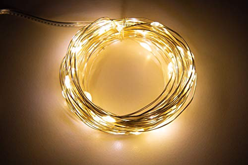 McShine LED Draht-Lichterkette | Micro | 80 LEDs, 8m, warmweiß | Batteriebetrieben, dezenter Draht für flexible Deko, ideal für Weihnachten, Kränze, DIY