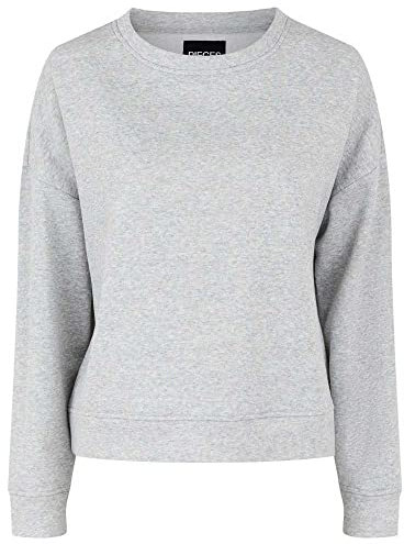 PIECES PCCHILLI LS Sweat Noos BC Sudadera, Gris Claro, L para Mujer