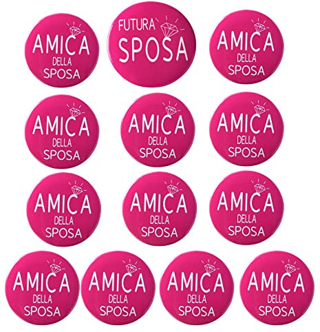 15 PCS Spilla Addio al Nubilato,1pc Sposa + 14pc Spille Amica della Sposa,Spille Team Bride Accessori Addio al Nubilato Gadget Matrimonio Nozze(Rosa)
