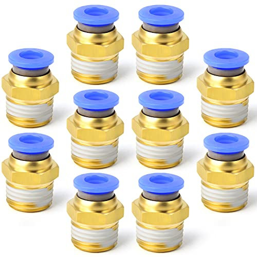 ERGAOBOY 10 Stück 4 mm Rohr AD x 1/4 BSP Außengewinde gerade Push to Connect Armaturen (PC4-02)