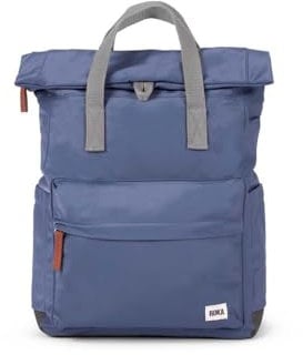 ROKA Canfield Roll Top Backpack for Women & Men - Medium Nylon Roll Top Rucksack w/Magnetic Closure - Work, School, Travel Backpack - Airforce Blue