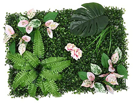 LOVIVER 40x60cm Plantes Artificielles Mur Feuilles Fond Décor Gazon Artificiel Panneaux Muraux Plantes Artificielles Mur pour Backyard Festival, b