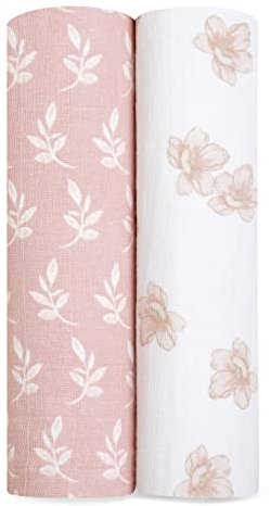 aden + anais Pucktücher, Baby-Decken aus 100% Bio-Baumwoll-Musselin für Neugeborene Mädchen & Jungen, Wickeltücher-Set für Säuglinge & Kleinkinder, 120x120cm, 2er-Pack, Earthly