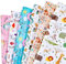 BBLIKE Geschenkpapier Kinder, 6 Blätter Geschenkpapier Geburtstag 70 * 50 cm Tiere gefaltetes Papier für Geburtstag,Ostern,Weihnachten,Schulanfang(Giraffe)