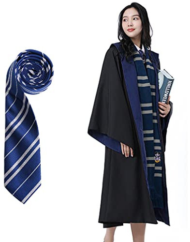 TOTOY Magier Ravenclaw Umhang und Ravenclaw Krawatte, Ravenclaw Robe, Zaubererrobe für Erwachsene 93203(XL)