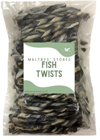 Maltbys' Stores 500g Dried Fish Twists [SMDF] | 100% Natural Fish Dog Treat Chews