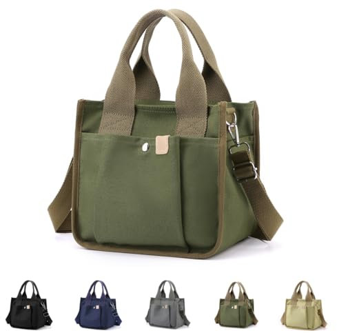 Borsa tote per donna in tela di grande capacità multi-tasca borse a tracolla con cerniera borsa a tracolla borsa vintage Tote Shopping Bag per la scuola Shopping Travel