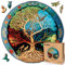 LEOGOR Puzzle in legno per adulti – 350 pezzi, 37,8 x 38,1 cm, puzzle in legno extra spesso 5 mm, puzzle rotondo grande mosaico, albero della vita eterno, pezzi unici a forma di mano