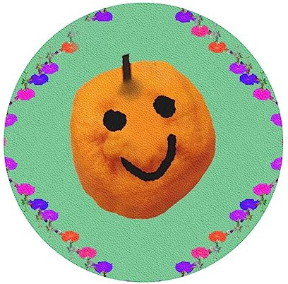 Smiley-Untersetzer aus Zitrusleder, dekorativ, 6-teiliges Set, fein und weich, leicht zu reinigen, runde Form, 10,2 x 10,2 cm