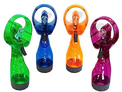RevolutionLine - Mini Ventilador Portátil Pulverizador Manual de agua | Depósito para agua o hielo | Ventilación tradicional y pulverización de agua | Refrescante para aliviar el calor en el momento