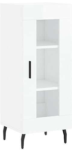 vidaXL Sideboard, Kommode mit viel Stauraum, Beistellschrank Anrichte für Wohnzimmer, Schrank Mehrzweckschrank Glas-Tür, Modern, Hochglanz-Weiß Holzwerkstoff