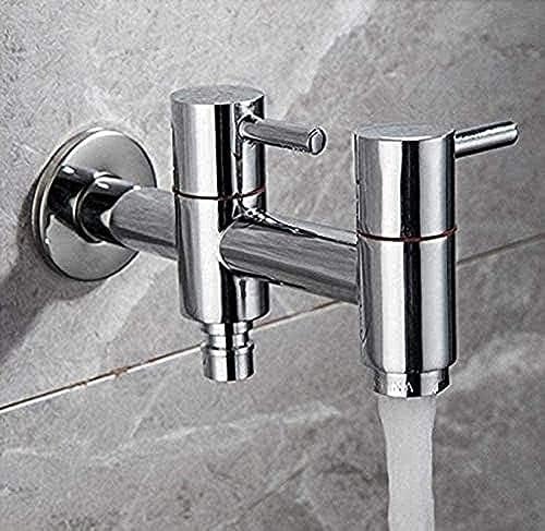 Außenhahn-Wasserhahn, Messing, Chrom-Finish, Wandbehang, Doppel-Wasserhahn, Doppel-Waschmaschine, Außenwasserhahn, Praktischer Garten-Wasserhahn, Wasserhahn Für Den Außenbereich,Friendly32