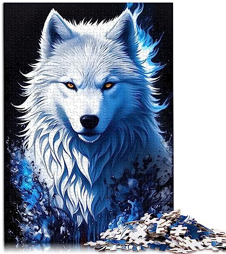 Puzzle „Weißer Wolf Porträt“, 1000 Teile, Puzzle für Erwachsene und Kinder, Holzpuzzle für Erwachsene und Kinder ab 12 Jahren, Heimdekoration, Größe: 50x75 cm