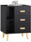 SoBuy FBT95-SCH Nachttisch mit 3 Schubladen und 2 offenen Fächern Sofatisch Beistelltisch Telefontisch Nachtschrank Nachtkommode Schwarz BHT ca. 48x60x40cm