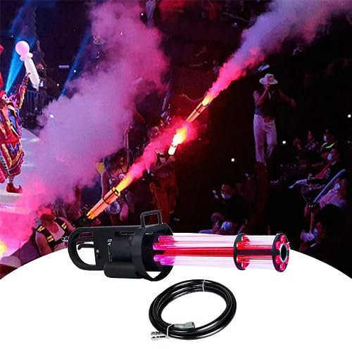 LANAZU Máquina de Humo de CO2 de Mano, máquina de Columna de Aire de dióxido de Carbono LED, Equipo de atmósfera de Escenario, Giratorio, Adecuado para DJ, Fiestas de Bodas