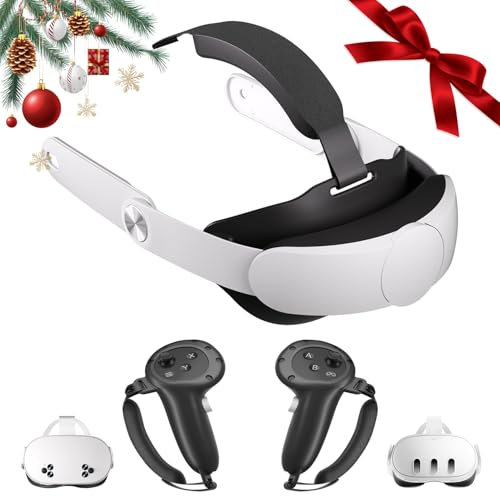 Aolukytech Verstellbarer VR 3 Kopfgurt und Controller-Griffe, Zubehör, kompatibel mit Meta Quest 3, leichter und bequemer VR-Headset-Gurt, Handgriffe, Elite Strap Ersatz für Oculus Quest 3