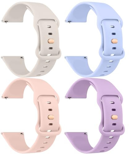 AK 4 Pack Smart Watch Straps 20mm 22mm for Women Men, Replacement Straps Band for Smart Watch with new Buckle,soft silicone quick release,smart watch wristband(20mm,Pack B)