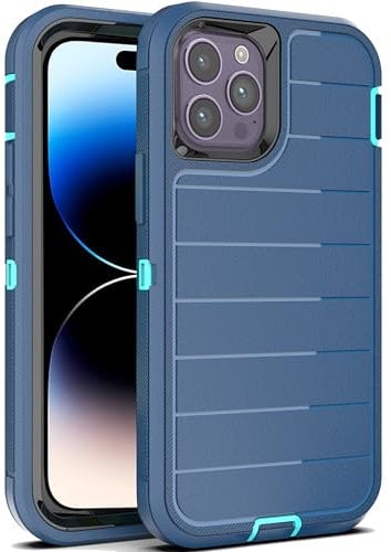 YmhxcY for iphone 14 Pro Case,3-in-1 Super Heavy duty phone protective case/Shock Protection/Dust Proof/Super sturdy, Designed for iphone 14 Pro 6.1-Dark green