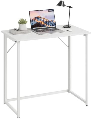Dripex Schreibtisch Faltbar Tisch Computertisch Klappbar PC Tisch für Homeoffice Arbeitszimmer (Weiß-Montage)